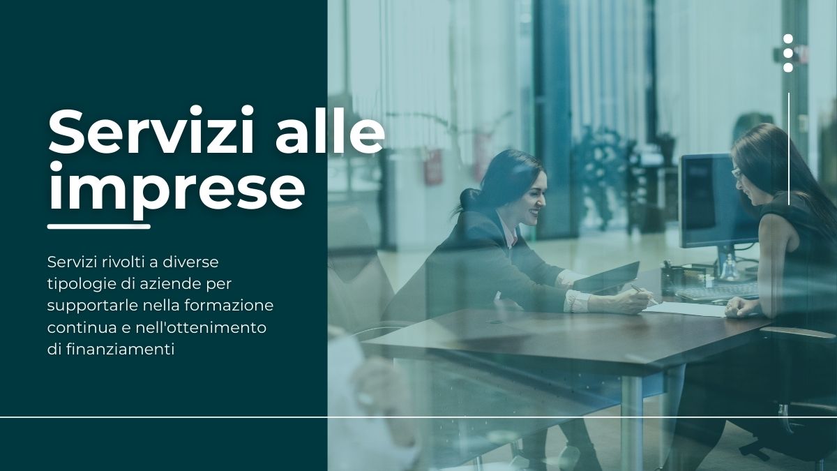 Servizi alle imprese: servizi rivolti a diverse tipologie di aziende per supportarle nella formazione continua e nell'ottenimento di finanziamenti